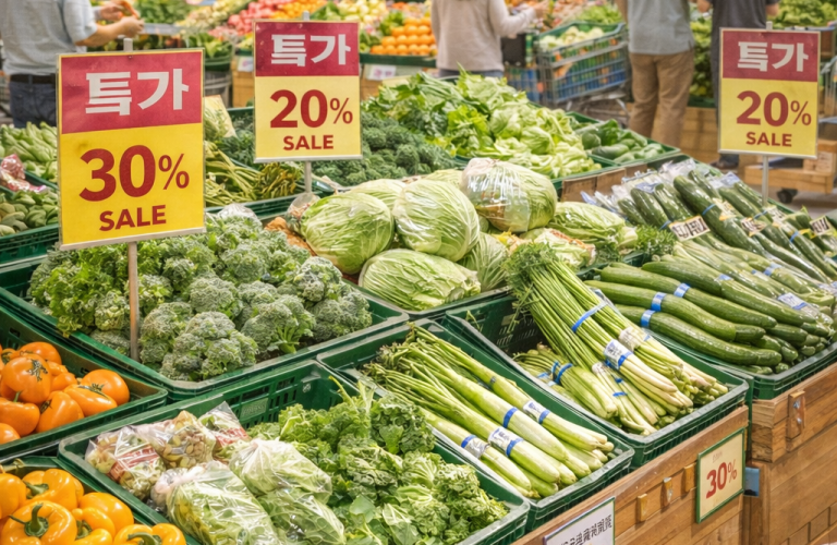 Grocery sale on fresh vegetables
